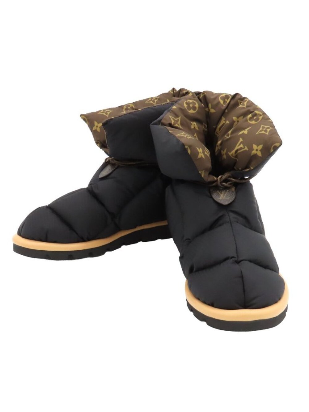 Louis Vuitton Pillow Line Short Boots Monogram 38 Black Brown Nylon
